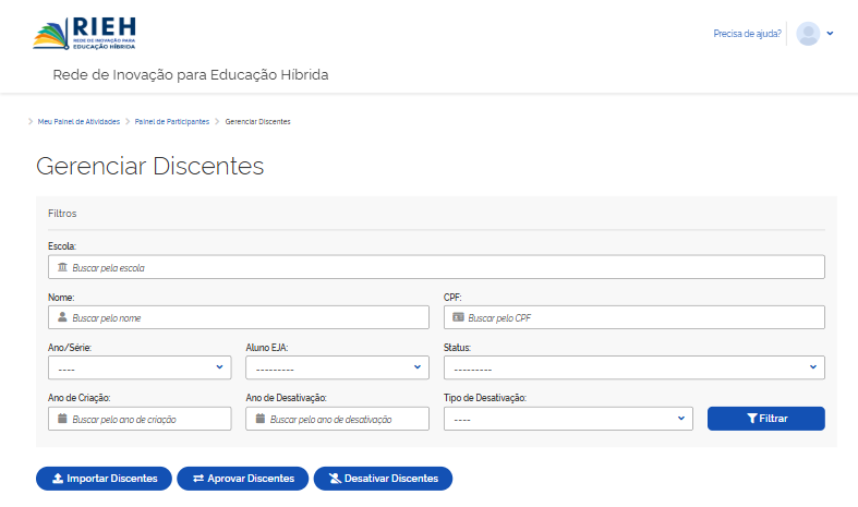 Filtro de Participantes