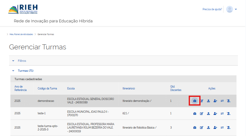Inspecionar Turmas